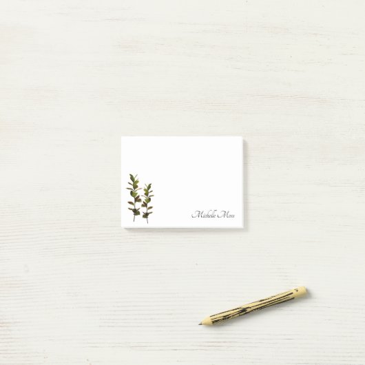 Gepersonaliseerde Elegant Greenery Post-it® Notes (Op bureau)