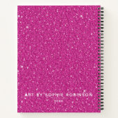 Gepersonaliseerde Elegant Hot Pink Glitter Sketchb Notitieboek (Achterkant)