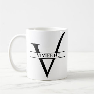 Gepersonaliseerde Elegant Initiaal Letter V Koffiemok