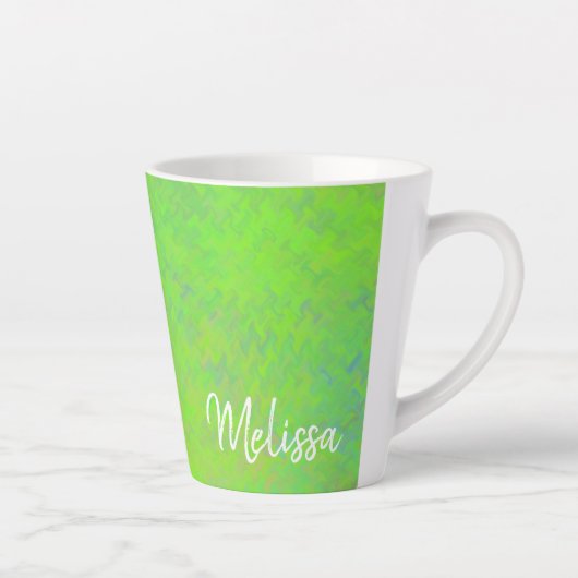 Gepersonaliseerde Elegant Lime Green Marked Art Latte Mok (Rechts)