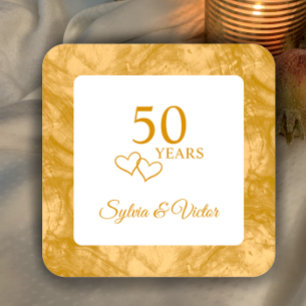 Gepersonaliseerde Elegant Modern 50ste Jubileum Pa Vierkante Kartonnen Onderzetter