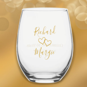 Gepersonaliseerde Elegant Modern 50ste Jubileum Pa Wijnglas Zonder Voet