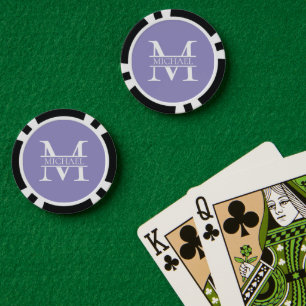 Gepersonaliseerde Elegant Paarse Monogram en Naam Poker Chips