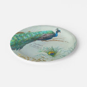 Gepersonaliseerde Elegant Peacock op Tree Branch A Papieren Bordje (Gekanteld)