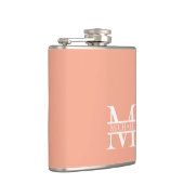 Gepersonaliseerde Elegant Perzik Monogram en Naam Heupfles (Rechts)