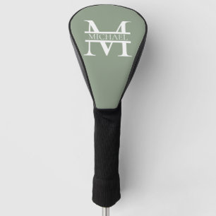 Gepersonaliseerde Elegant Sage Green Monogram & Na Golfheadcover