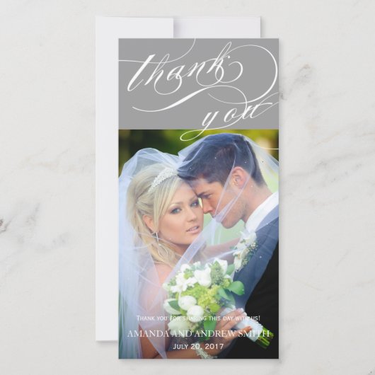 Gepersonaliseerde Elegant Script Wedding Bedankt (Voorkant)