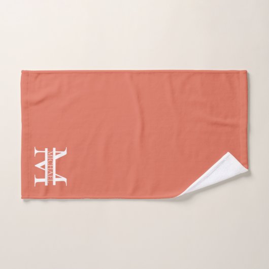 Gepersonaliseerde Elegant Terracotta Monogram en N Bad Handdoek (Handdoek)