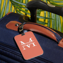 Gepersonaliseerde Elegant Terracotta Monogram en N Bagagelabel