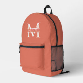 Gepersonaliseerde Elegant Terracotta Monogram en N Bedrukte Rugzak