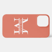 Gepersonaliseerde Elegant Terracotta Monogram en N iPhone Hoesje (Achterkant horizontaal)