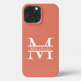 Gepersonaliseerde Elegant Terracotta Monogram en N iPhone 13 Pro Max Hoesje