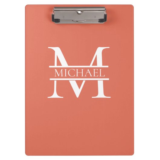 Gepersonaliseerde Elegant Terracotta Monogram en N Klembord (Voorkant)