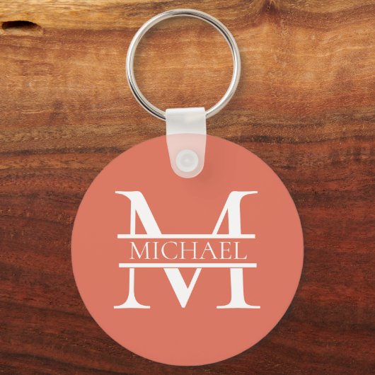Gepersonaliseerde Elegant Terracotta Monogram en N Sleutelhanger (Achterkant)