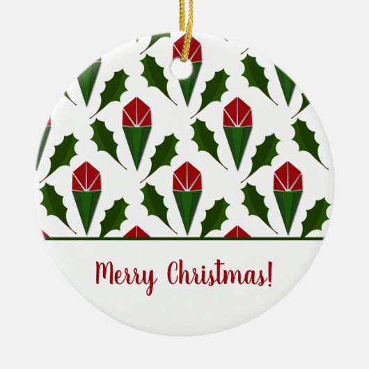 Gepersonaliseerde Elegante Abstracte Rode Rozen en Keramisch Ornament (Voorkant)