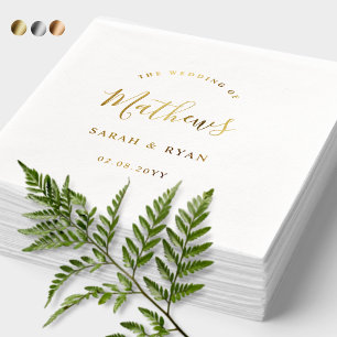 Gepersonaliseerde elegante achternaam bruiloft folie servetten