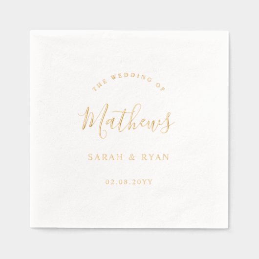 Gepersonaliseerde elegante achternaam bruiloft folie servetten (Voorkant)