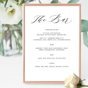 Gepersonaliseerde Elegante Bar Menu Bruiloft Drink Poster