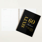 Gepersonaliseerde Elegante Black & Gold 60ste verj Planner (Display)