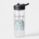 Gepersonaliseerde Elegante Blauwe Paisley Olifant Waterfles (Links)