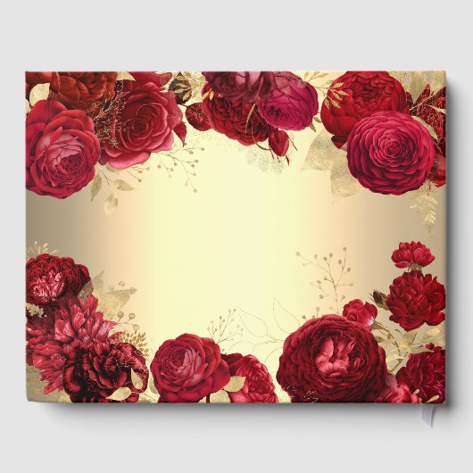 Gepersonaliseerde Elegante Bloemen Rood Goud Sweet Gastenboek (Achterkant)