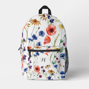 Gepersonaliseerde Elegante Boho Floral Wildflower Bedrukte Rugzak