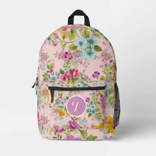Gepersonaliseerde Elegante Boho Wildflower Bedrukte Rugzak