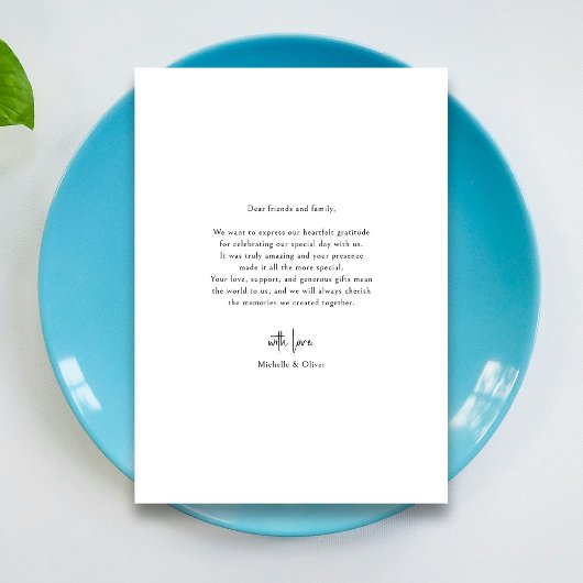 Gepersonaliseerde elegante bruiloft dank u kaart