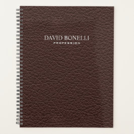 Gepersonaliseerde elegante bruine leder-masculine planner