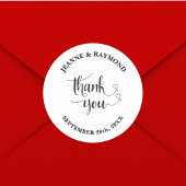 Gepersonaliseerde elegante dank u bruiloft gunst ronde sticker