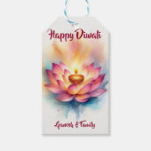 Gepersonaliseerde elegante Diwali Diya Cadeaulabel (Voorkant)