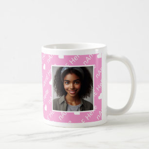 Gepersonaliseerde Elegante Fotokrant Stijl Roze Koffiemok