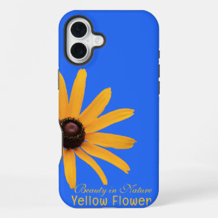 Gepersonaliseerde Elegante Gele Bloem op Royal Blu iPhone 16 Plus Hoesje