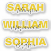 Gepersonaliseerde Elegante Gouden Naam Stickers Vi (Voorkant)