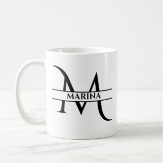 Gepersonaliseerde elegante Initiaal letter M Koffiemok
