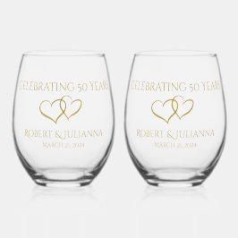 Gepersonaliseerde elegante moderne 50e Jubileum ca Wijnglas Zonder Voet