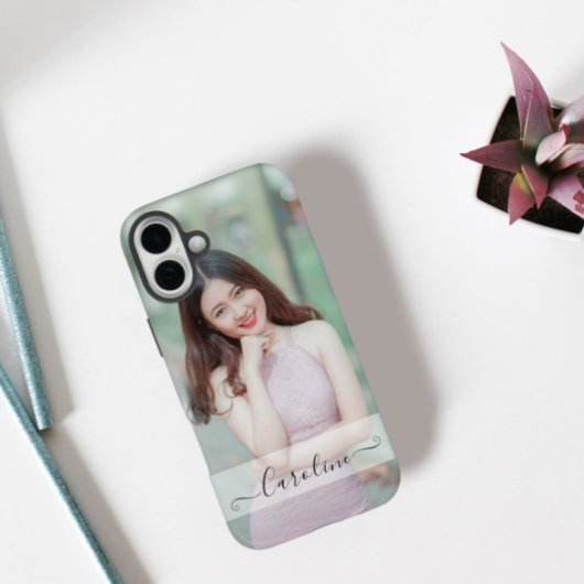 Gepersonaliseerde elegante moderne naam & foto Case-Mate iPhone case