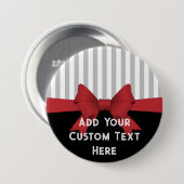 Gepersonaliseerde elegante moderne rode lint en st ronde button 7,6 cm (Voorkant /achterkant)