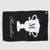 Gepersonaliseerde elegante naam monogram trofee cu golfhanddoek (Horizontaal)