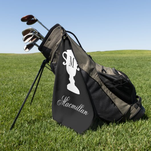 Gepersonaliseerde elegante naam monogram trofee cu golfhanddoek (Groen)