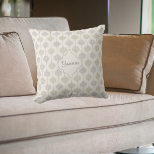 Gepersonaliseerde Elegante Neutral Arabesque Kussen