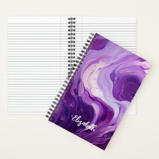 Gepersonaliseerde Elegante Paarse Inkt Swirl Spira Notitieboek