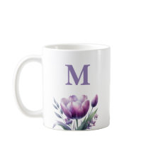 Gepersonaliseerde elegante paarse tulp monogram