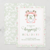 Gepersonaliseerde elegante Pastel Monogram Vakanti Kaart (Voorkant / Achterkant)