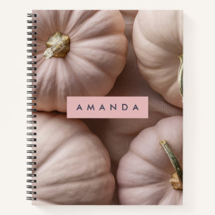 Gepersonaliseerde Elegante Pastel Pompoen met Goud Notitieboek