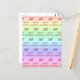 Gepersonaliseerde Elegante Regenboog Strepen 50ste Briefkaart