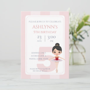 Gepersonaliseerde elegante roze ballerina verjaard kaart