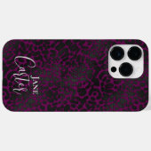 Gepersonaliseerde elegante roze zwarte luipaard Case-Mate iPhone case (Achterkant (horizontaal))