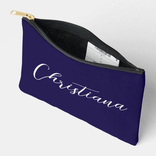 Gepersonaliseerde Elegante Script Typografie Navy  Etui (Open)
