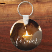 Gepersonaliseerde elegante scriptfoto sleutelhanger (Achterkant)